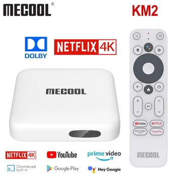 Mecool KM2 DDR4 Google ' i Sertifitseeritud Amlogic S905X2 10 Android TV Box Toetada Netflix 4K Dolby Dual Wifi Peaminister Video digiboksi