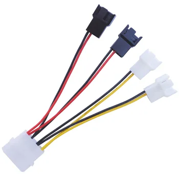 4-Pin Molex To 3-Pin Fan Power Cable Adapter Pistik 12v x 2 / 5v x 2 Arvuti Ventilaatori Juhtmed CPU PC Case Fan