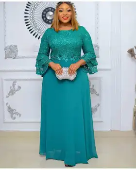 Pluss Suurus Aafrika Poole Kleidid Naistele, 2022 Uus Mood Dashiki Ankara Pits Pulm Hommikumantlid Elegantne Moslemi seal kaftan Maxi Kleit