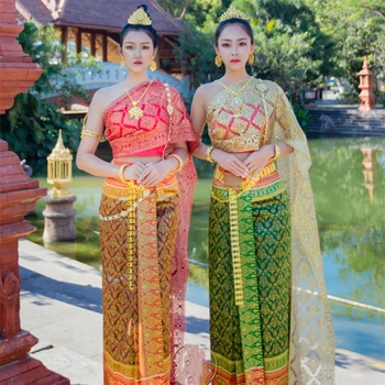 Traditsioonilised Rõivad Naistele Kagu-Aasia Riided Kõrge Kvaliteedi Pruunistavate Ahom Shan Dai Custuome Top Seelik Komplekti Tai Kleit