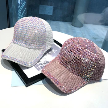2022 Uus Naiste Pesapalli Müts Läikiv Rhinestone Kudumise Silma Ühise Põllumajanduspoliitika Naine Bling Crystal Teenetemärgi Müts Fashion Tüdrukud Hingav Päike