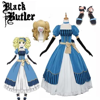 Anime Black Butler Kuroshitsuji Elizabeth Midford Cosplay Kostüüm Lizzy Poole Lolita Kleit Parukas Kingad Täielik Komplekt Halloween Pool