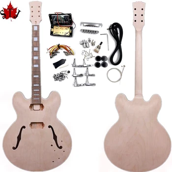 Lõpetamata Electric guitar 1set Kitarri Komplekt ES 335 vaher Kitarri kaela ja Kitarri, Keha,DIY Õõnes Elektrilised guitare