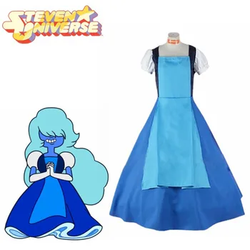 Steven Universumi Sapphire Cosplay Naiste Kleit, Sinine Kleit Printsess Kostüüm Halloween Cosplay Kostüüm suurus Tasuta Shipping Pilt 2
