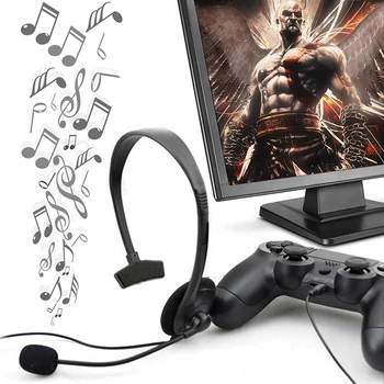 Uus Mono-kõrva 3.5 mm Juhtmega Mängimine Mikrofoniga Peakomplekti Jaoks PS4 ARVUTI SÜLEARVUTI Kõrvaklappide PlayStation AM1 Telefonid Noise Reduct Kõrvaklapid Pilt 2
