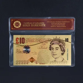 WR Võltsitud Raha Arveid GBP Kuninganna Elizabeth II Kuld Pangatähtede Plastikust Raam Hõbe Pangatähtede SUURBRITANNIA Nael Suveniiride Kingitus Pilt 2