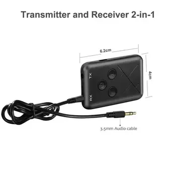 Bluetooth-Adapter 2 in 1 Stereo 3.5 mm Audio Muusika Juhtmevaba Saatja-Vastuvõtja Adapter Auto Stereo Kõrvaklapid Mobiilne telefon Pilt 2