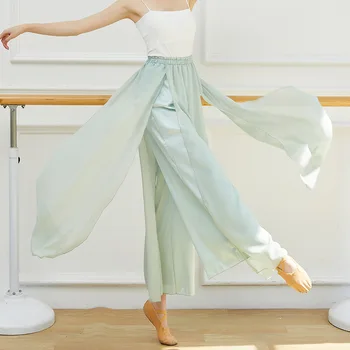 Täiskasvanud Elegantne Sifonki 2 Kihiline kõhutants Palazzo Püksid Lai Jalg Püksid, Seelik Kostüüm Naistele Tava Tantsu Tantsija Riided Pilt 2
