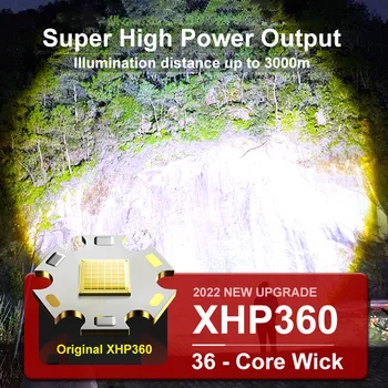 XHP360 High Power LED Taskulambid Koos zoom 5000000LM Super Ere Väljas Pikk Shot Taktikalised Taskulambid avariitoite Pank Pilt 2