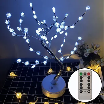LED Night Light Pearl Valgustus Stringid Tabel Touch Puu Valgus Siseruumides Jõulupuu Lamp Pulmad Magamistuba sõbrapäeva Pilt 2
