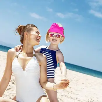 Suve Müts Lapsed Travel Beach Päike Väljas Spordi Päikese Kaitset Visiir Mütsid Elastne Õõnes Mütsi Tüdrukud Poisid Pilt 2