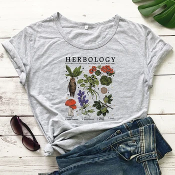 Herbology Taimed Värviline Print T-särk Vintage Botaanika Mandragora Tshirt Camiseta Esteetiline Naiste Aiandus Graafiline Tee Peal Pilt 2